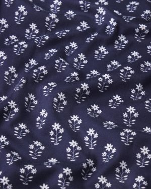 11 Pima Cotton Short-Long Matching Set in English Navy Posy Print