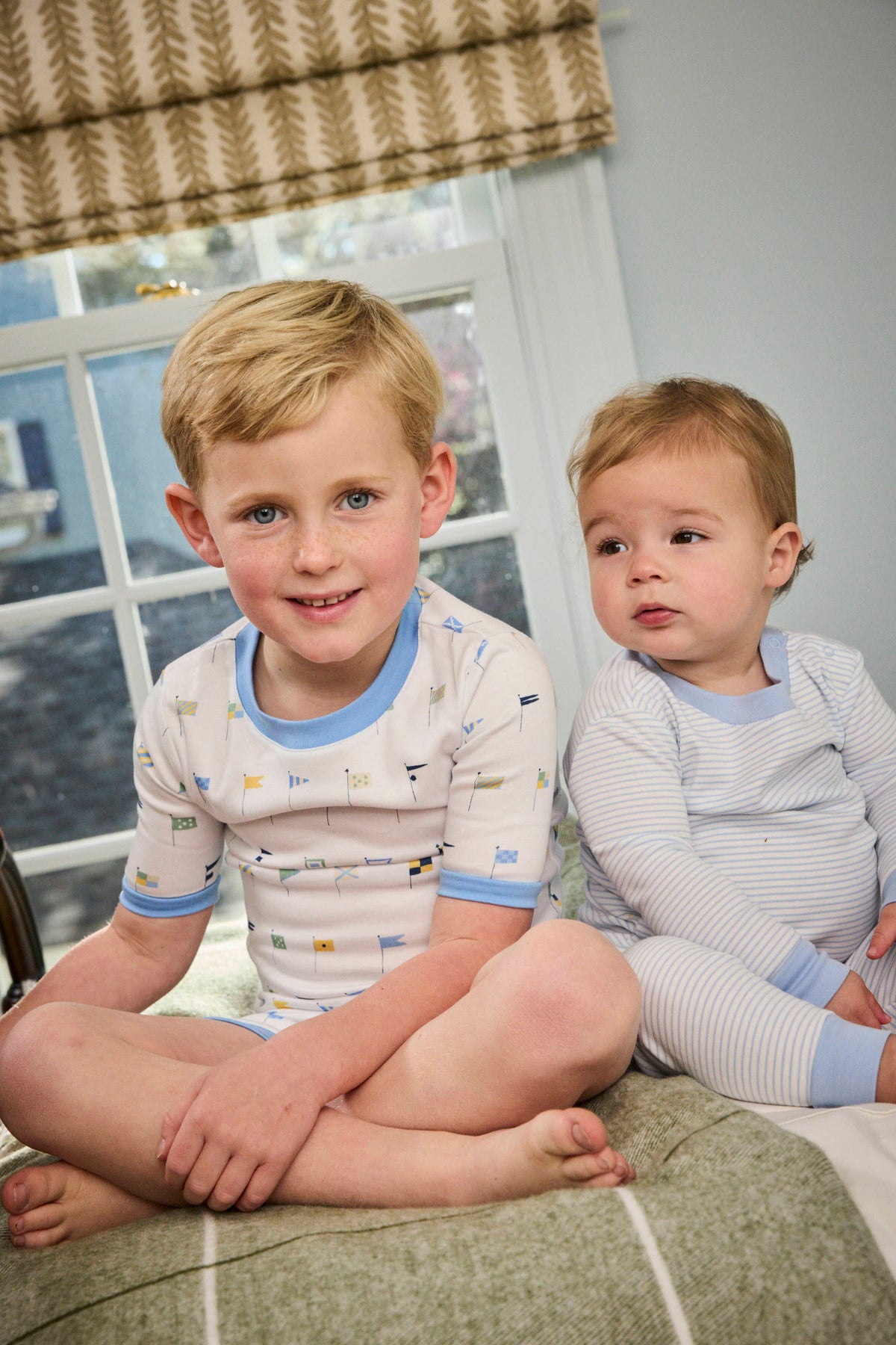 11 Brand Kids Shorts Set in Baltic Blue Nautical Flags - Stylish Children's Summer Outfit