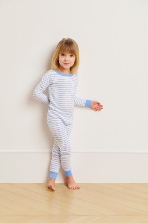 11 Kids Matching Long Sleeve Top and Pants Set in Baltic Blue | Toddler & Kids Cotton Loungewear