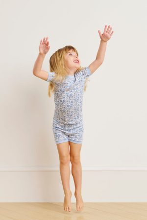 Kids Floral Shorts Set in Delft Blue - 11 Brand Summer Outfit for Girls & Boys