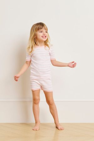 11 Brand Kids Shorts Set in English Rose Triple Stripe Design