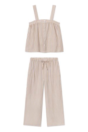 11 Hamptons Pants Set in Sandstone Awning Stripe – Modern Matching Lounge Set