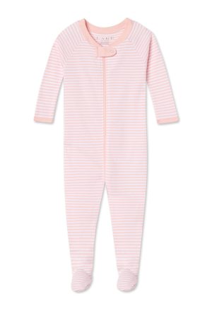 11 Brand Baby Sleeper in English Rose Stripe - Soft Organic Cotton Infant Sleepwear
