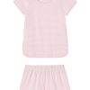 11 Brand Pima Cotton Shorts Set in English Rose Stripe - Soft Lounge Wear