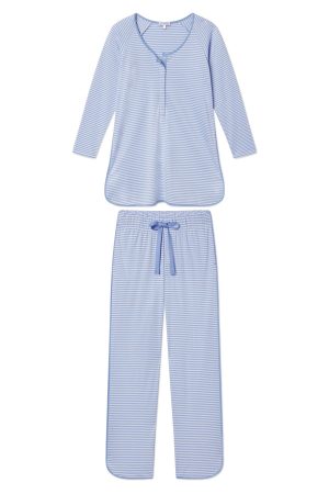 11 Brand Pima Maternity Long Sleeve Set in Hydrangea - Soft Organic Cotton Pregnancy Wear