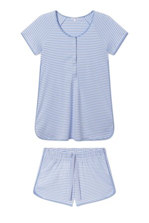 11 Pima Maternity Shorts Set in Hydrangea – Soft Cotton Summer Pregnancy Outfit