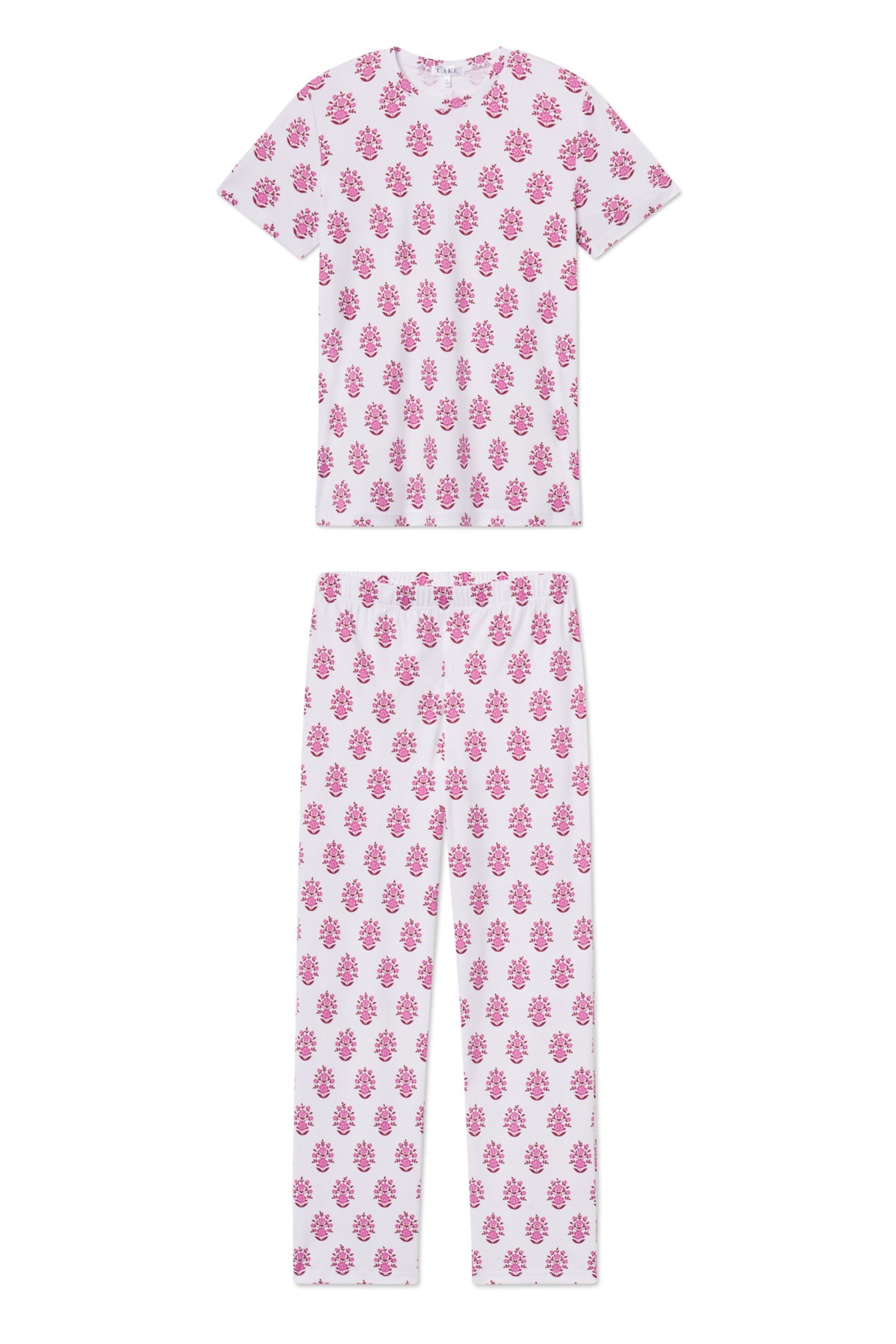 11 Brand Pima Cotton Crew Neck Short-Long Set in Cabernet Cottage Floral Print