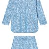 11 Pima Cotton Long Sleeve Top & Short Set in Serene Blue with Cecil Floral Print