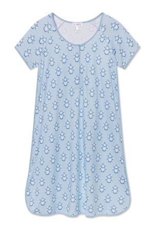 11 Pima Maternity Nightgown – Soft French Blue Cottage Floral Sleep Gown for Pregnancy