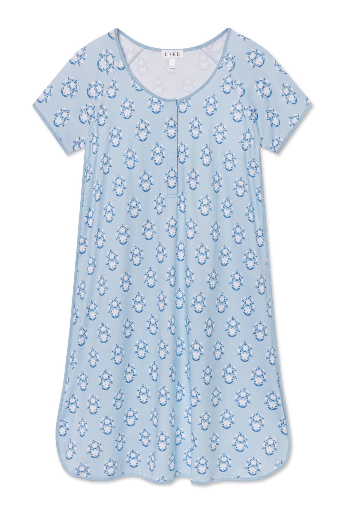11 Pima Maternity Nightgown – Soft French Blue Cottage Floral Sleep Gown for Pregnancy