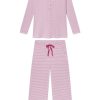 11 Pima Maternity Wide Leg Pajama Set in Camellia Stripe - Soft Organic Cotton Pregnancy Sleepwear