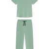 11 DreamModal™ Granite Green Ribbon Short-Long Matching Set – Soft Modal Lounge Set
