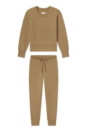 11 Vesper Crew Neck Sweater Set in Sandstone Heather - Matching Top & Bottom