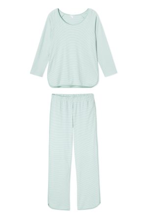 11 Brand Pima Cotton Long Sleeve Set in Parisian Green - Soft Luxury Loungewear