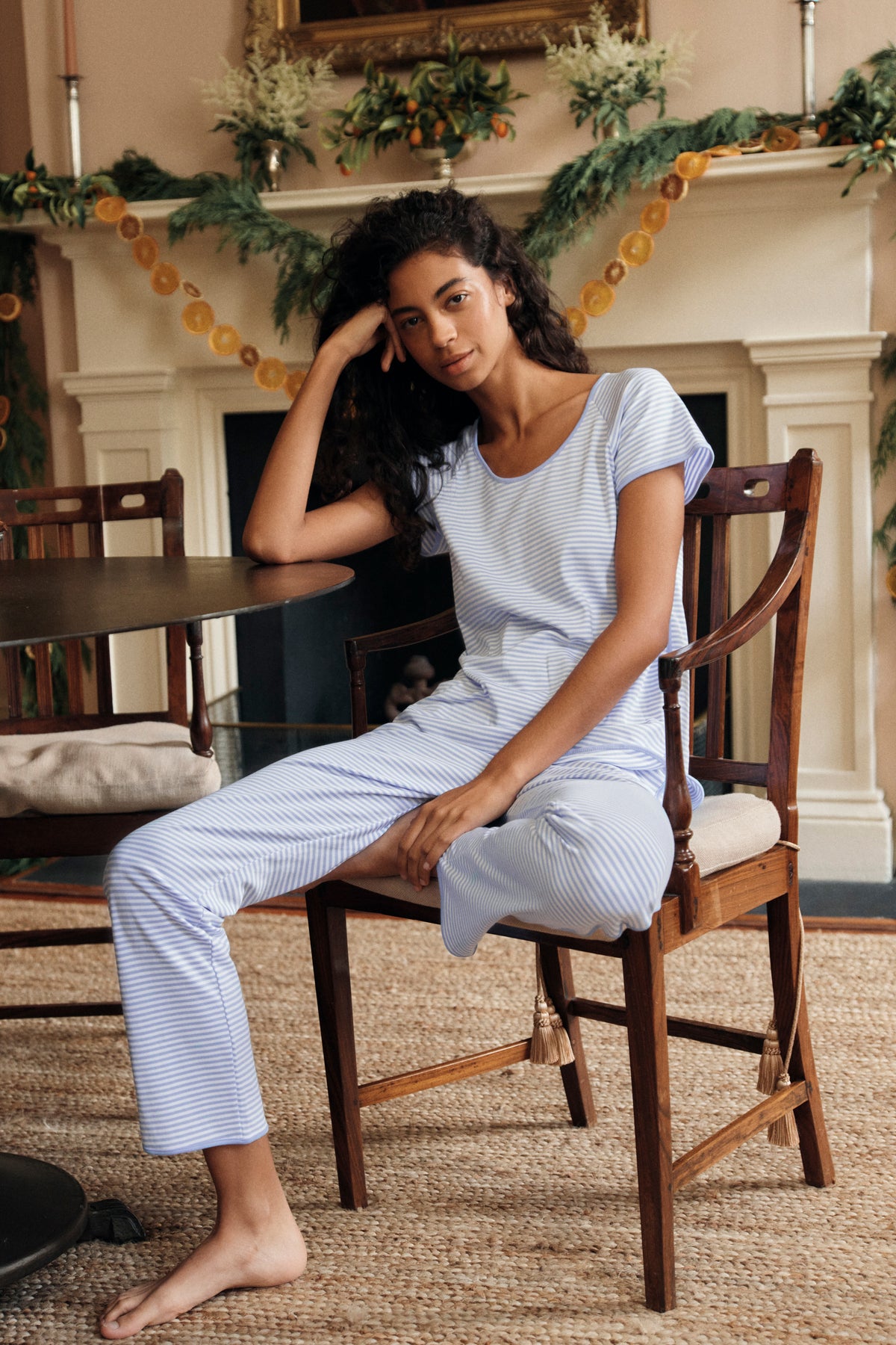 11 Pima Cotton Short-Long Matching Set in Hydrangea Blue | Women's Lounge Set