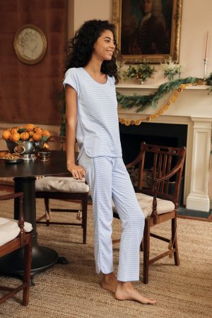 11 Pima Cotton Short-Long Matching Set in Hydrangea Blue | Women's Lounge Set