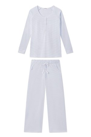 11 Pima Maternity Wide Leg Pajama Set – Soft French Blue Matching Lounge Set for Pregnancy