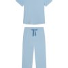 11 DreamModal™ French Blue Ribbon Short-Long Matching Set – Soft Modal Lounge Set for Women
