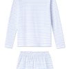 11 Pima Crew Long-Short Set in Baltic Blue - Soft Organic Cotton Sleepwear