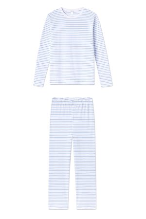 11 Pima Cotton Crew Neck Long Sleeve Matching Set in Baltic Blue