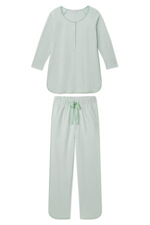 11 Pima Maternity Long Sleeve Matching Set in Parisian Green | Premium Cotton Maternity Loungewear