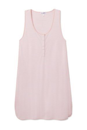 11 Pima Maternity Tank Gown in English Rose Stripe - Soft & Comfortable Pregnancy Nightgown