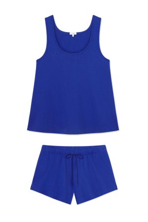 11 Brand Pointelle Pajama Shorts Set in Cobalt - Women's Sleepwear Lounge Set