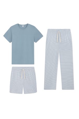 11 Men's Pima Sleep Bundle in Anchor Blue - Premium Soft Pajama Set for Men