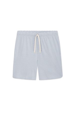 11 Men's Pima Cotton Sleep Shorts – Anchor Blue Bar Stripe Lounge Shorts for Men