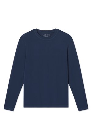11 Men's Long Sleeve Bamboo T-Shirt - Soft Eco-Friendly Navy Tee