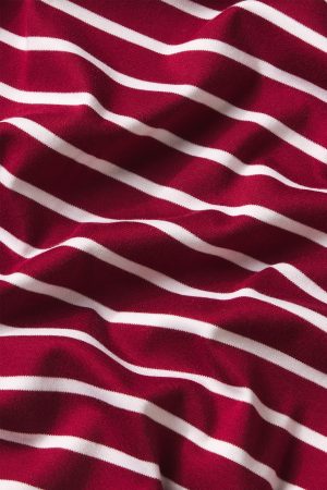 11 Pima Cotton Crew Neck Long Sleeve Matching Set in Burgundy Anchor Stripe