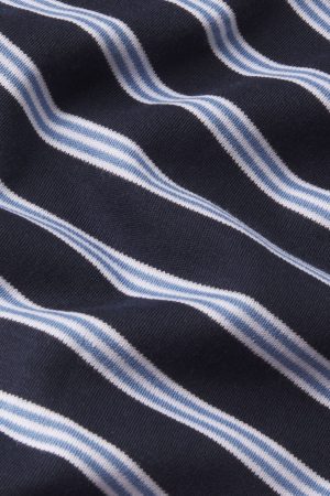 11 Men's Pima Cotton Sleep Short Set with Long Sleeve Top – Eclipse Stripe Pattern