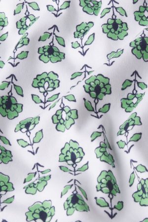 11 Pima Cotton Crew Neck Long Sleeve Top & Short Set in Field Green Sprig