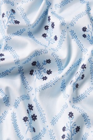 11 Pima Cotton Long Sleeve Matching Set in Serene Blue Wreath Print