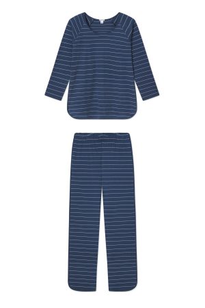 11 Pima Cotton Long Sleeve Matching Set in Navy Boating Stripe