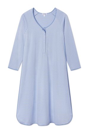 11 Brand Pima Cotton Maternity Nightgown Long Sleeve in Hydrangea Print