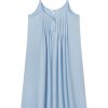 11 Brand Maternity Pima Cotton Pleat Neck Nightgown - Soft French Blue Sleepwear for Pregnant Women