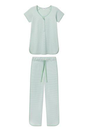 11 Pima Maternity Short-Long Set in Parisian Green – Soft Luxury Pregnancy Loungewear