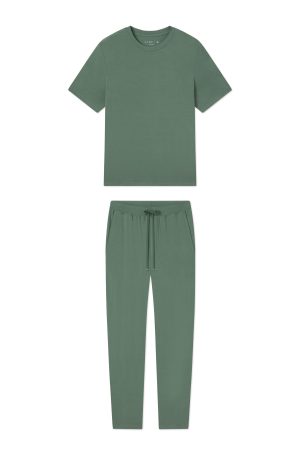 11 Men's Bamboo Lounge Set - Fairway Green Matching Tracksuit for Men
