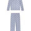 11 Brand Pima Cotton Crew Neck Long Sleeve Set in Sea Depth Garden Floral Print