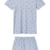 11 Pima Cotton Crew Neck Short Set in Delft Blue Garden Floral Print