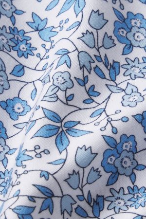 11 Pima Maternity Short-Long Set – Delft Blue Garden Floral Matching Lounge Set for Pregnancy