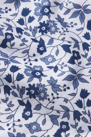 11 Brand Pima Cotton Crew Neck Long Sleeve Set in Sea Depth Garden Floral Print