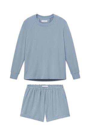 11 Relax Shorts Set in Dusty Blue – Matching Lounge Set for Women