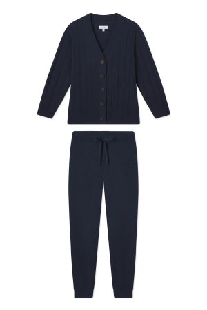 11 Vesper Jogger Set in Deep Navy – Matching Sweatshirt & Sweatpants Lounge Set