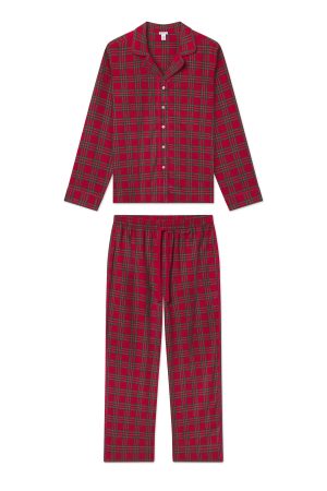 11 Flannel Pants Set - Classic Red Holiday Tartan Matching Lounge Set