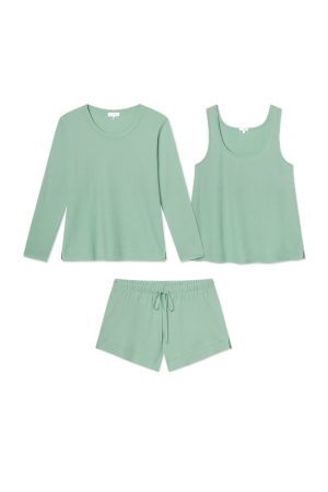 11 Pointelle Shorts Bundle in Parisian Green – Lightweight Summer Solid Shorts for Women