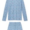 11 Pima Cotton Crew Neck Long Sleeve Top & Short Set in Serene Blue with Adeline Floral Print