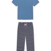 11 Men's Pima Cotton Sleep Short Set with Long Sleeve Top – Eclipse Stripe Pattern