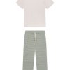 11 Men's Pima Cotton Sleep Set – Smoke Green Striped Short & Long Sleeve Pajama Set